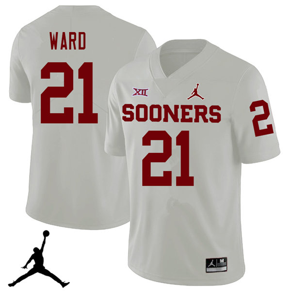 Jordan Brand Men #21 Greg Ward Oklahoma Sooners 2018 College Football Jerseys Sale-White - Click Image to Close